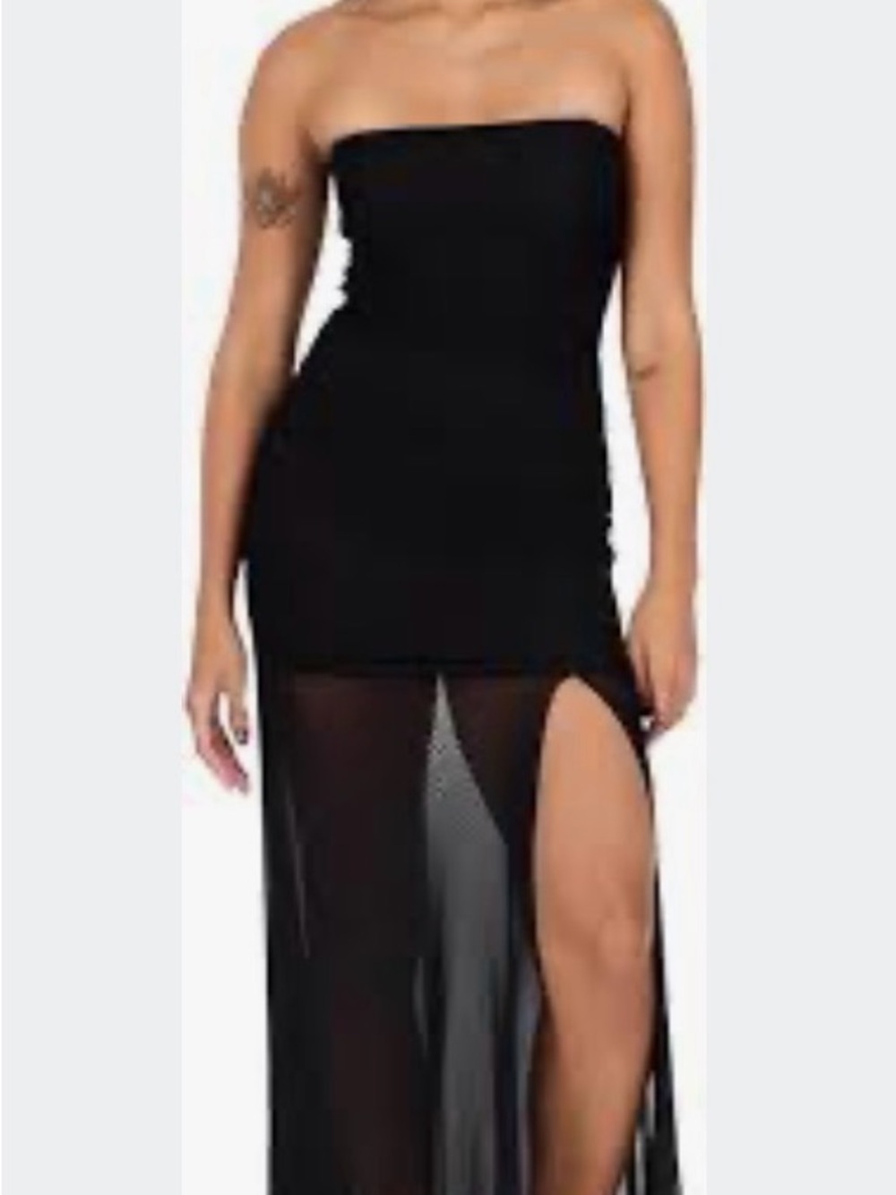 Forever 21 Black Sheer High-Low Maxi Dress with Side Slit